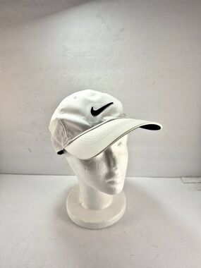 NWOT Nike Dri-FIT Performance Featherlight Running Cap Golf Hat  White W/ Swoosh